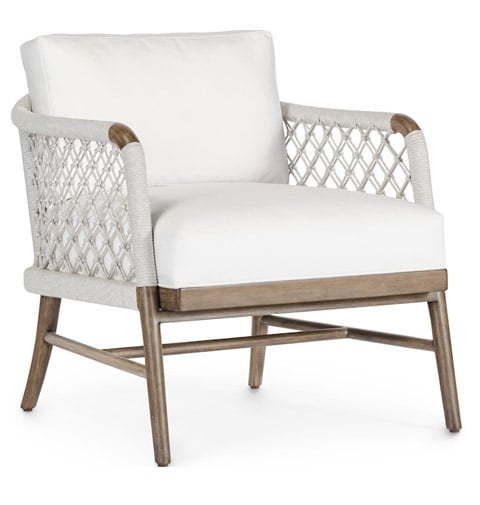 dominico outdoor lounge chair with white upholstery